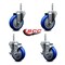 Service Caster 4 Inch Blue Polyurethane Wheel Swivel 58 Inch Threaded Stem Caster Set 2 Brakes SCC SCC-TS20S414-PPUB-BLUE-58212-2-TLB-2 - alternate 3